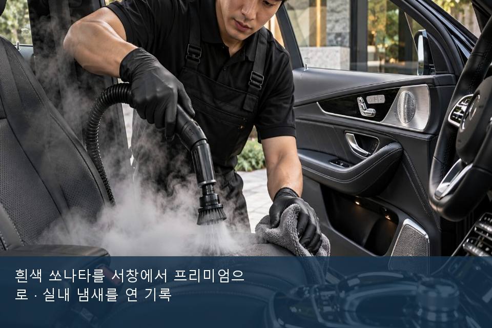 흰색 쏘나타를 서창에서 프리미엄으로 · 실내 냄새를 연 기록